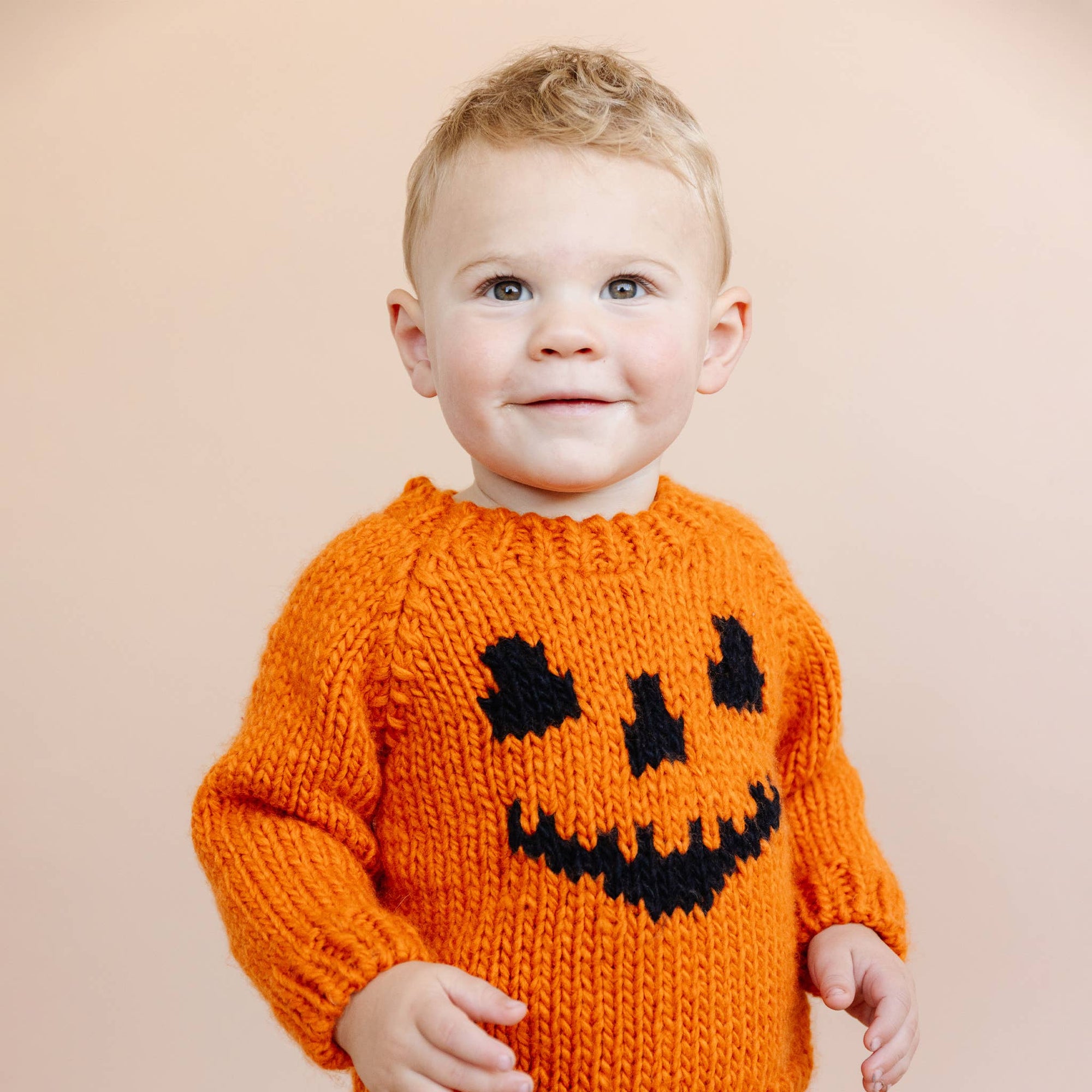 Jack-o-lantern Pumpkin Hand-Knit Sweater