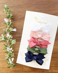 5 Chelsea Boutique Grosgrain Bows on Snap Clips - Juniper
