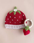 Teether Strawberry Red Cotton Crochet Rattle Baby Toy Summer: In Stock