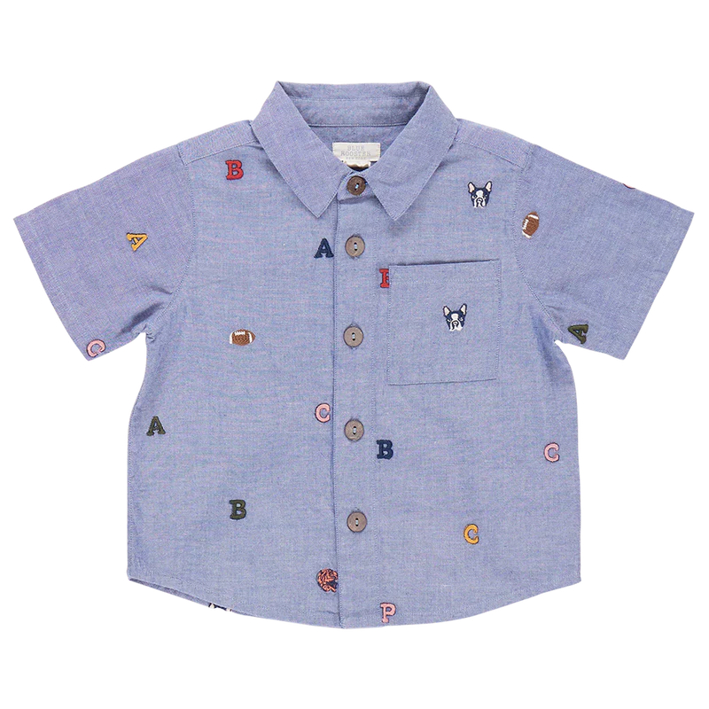 Pink Chicken Jack Shirt, Varsity Embroidery |Mockingbird Baby & Kids