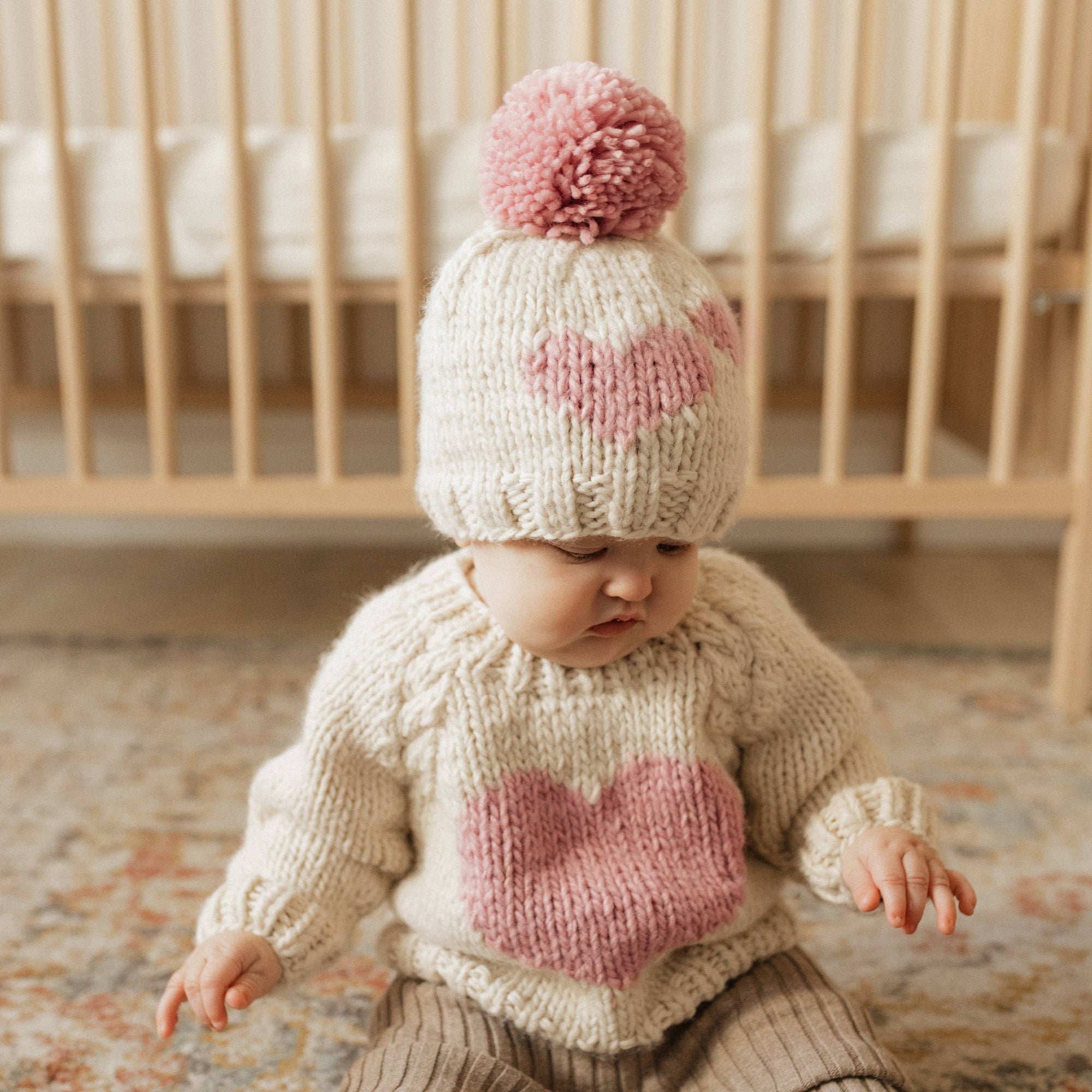 Sweetheart Crew Neck Knit Sweater