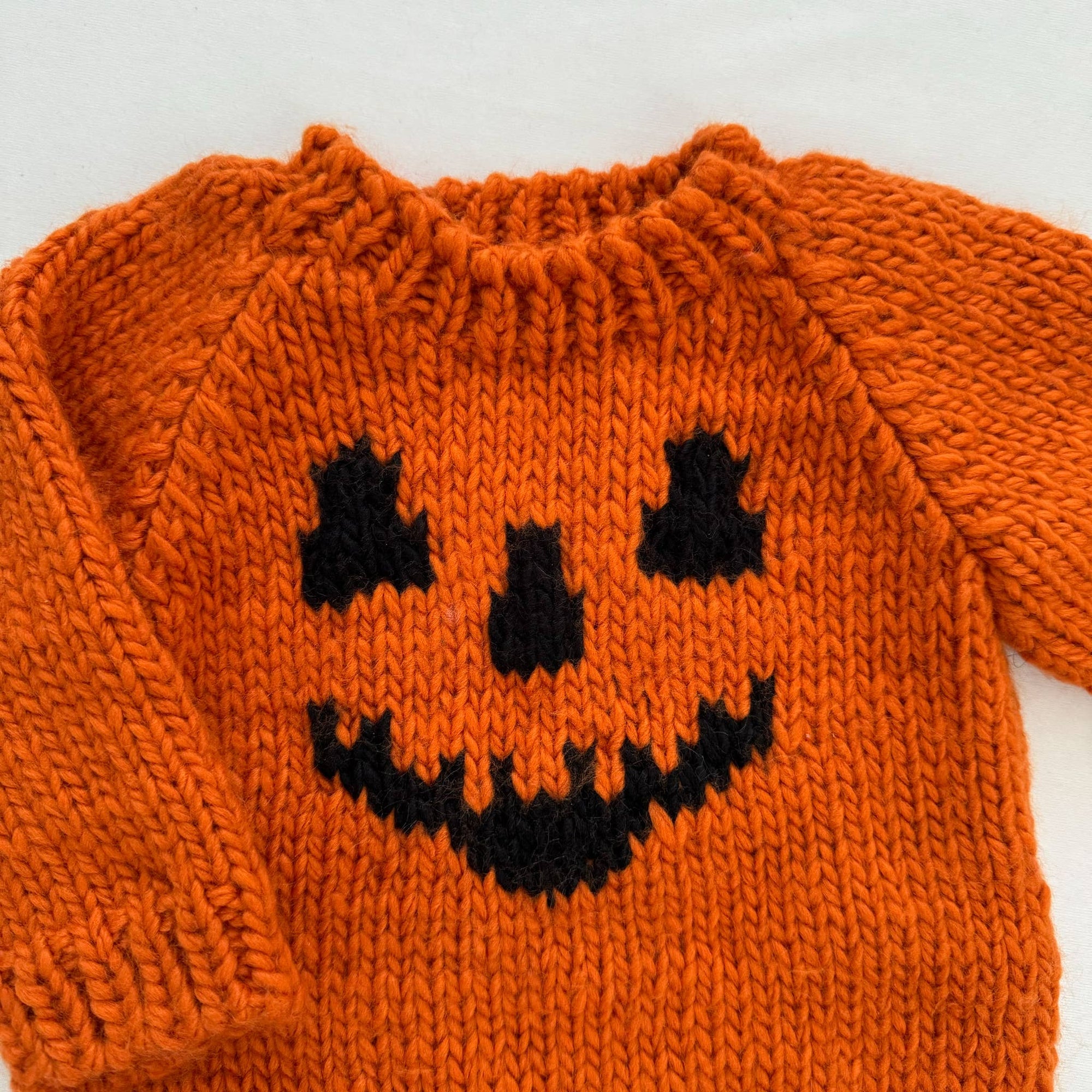 Jack-o-lantern Pumpkin Hand-Knit Sweater