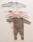 Wrap Knit Footie Heathered Dusty Blue