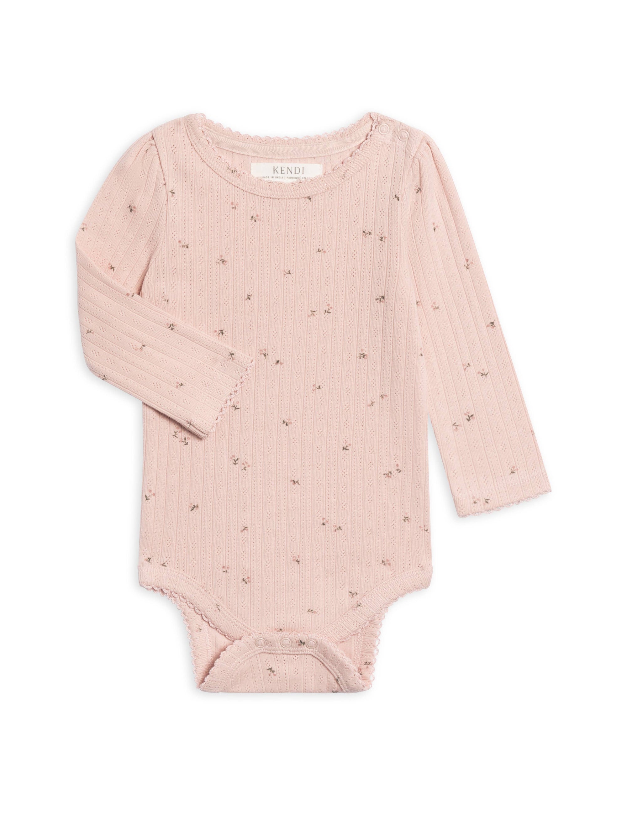 Thea Brushed Back Pointelle Long Sleeve Bodysuit : Haran Floral
