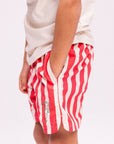 Swim Shorts - Beige/Red - Lobster Stripe