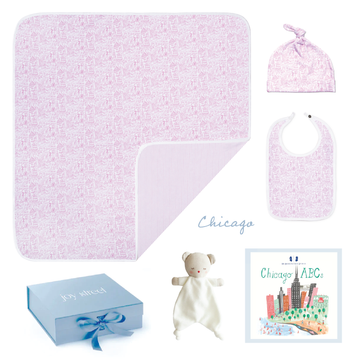 Joy Street Chicago baby gift set pink