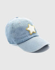 Glitter Gold Terry Star Patch Hat - Denim, Toddler (1Y-4Y)