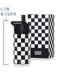 Black and White Checkered 14 oz Steel Water Bottle