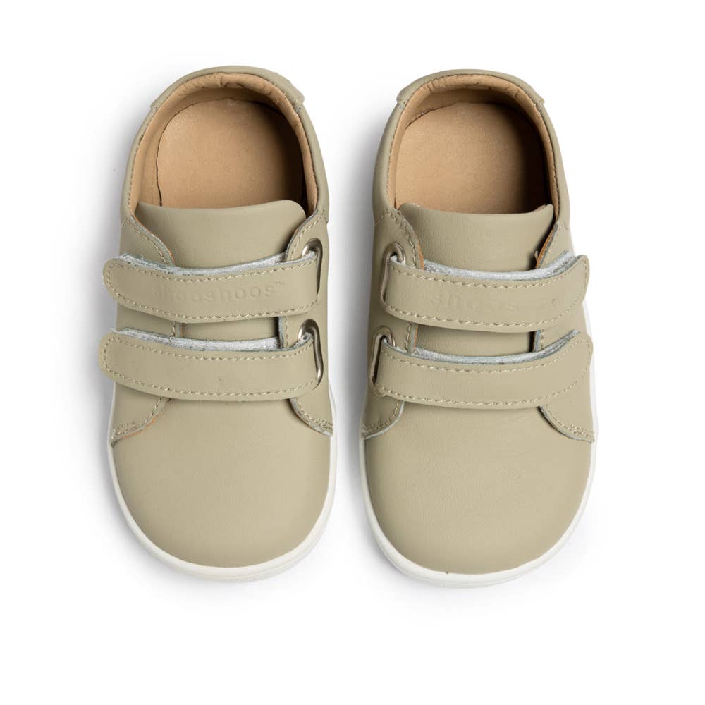 Leather Kids Velcro Sneakers - Gray