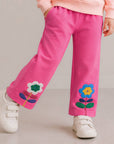 Stylish Kids Long Pants Floral Embroidery Casual Trousers