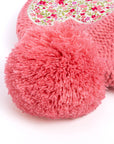 Girls Floral Heart Winter Beanie Hat