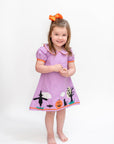 Purple Halloween Scene Girls Dress