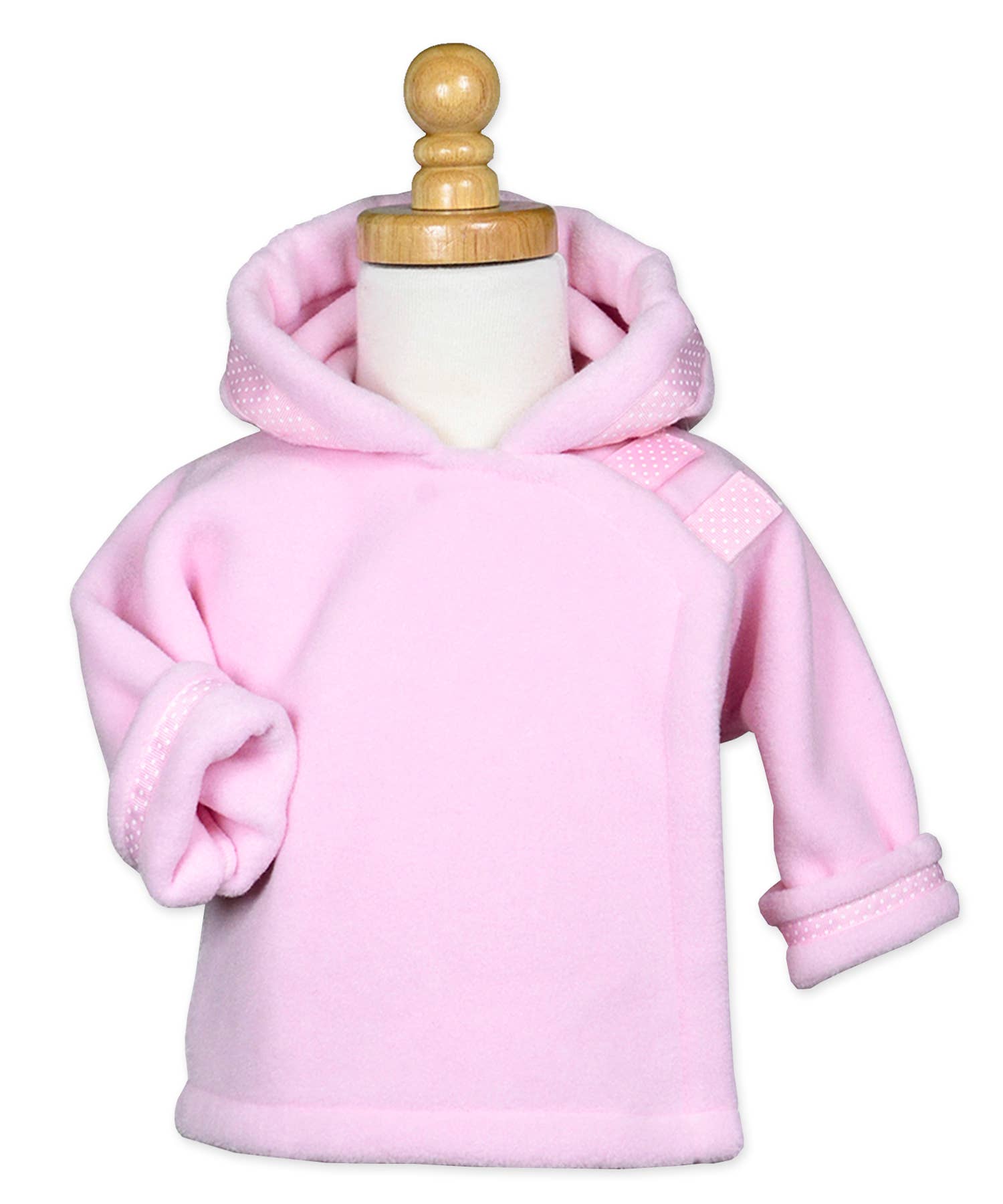 Girls Dot Ribbon Hooded WarmPlus   Fleece Jacket: Light Pink