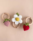 Teether Strawberry Red Cotton Crochet Rattle Baby Toy Summer: In Stock
