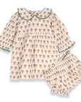 Ina Block Print Floral Baby Dress & Bloomer Set