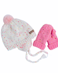 Girls Sprinkled Hot Pink Knitted Mittens