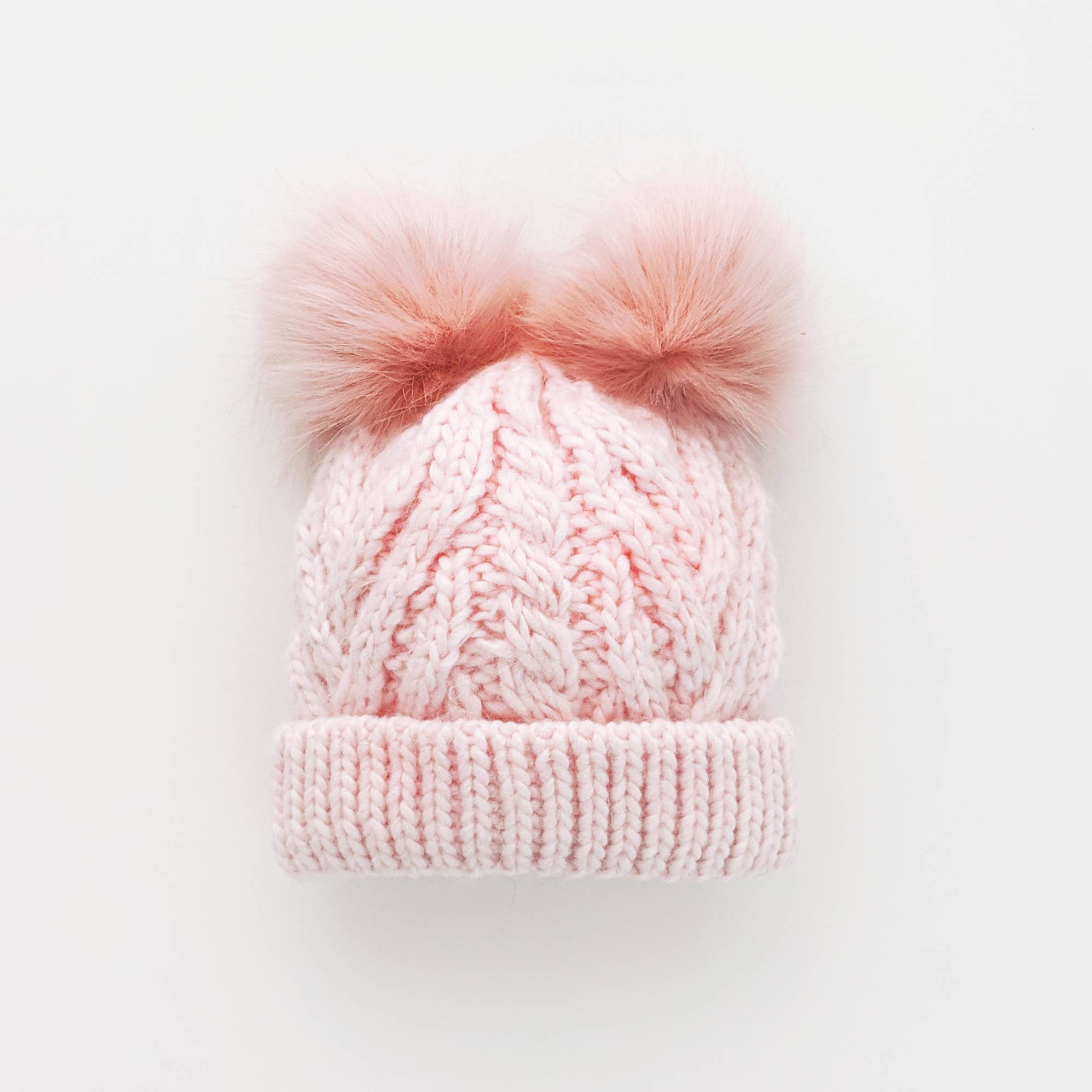 Blush Pink Fluffer Beanie Winter Hat