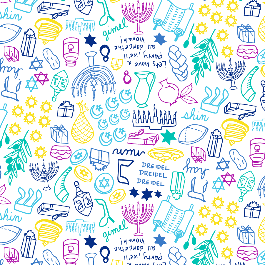Joy Street Hanukkah print detail