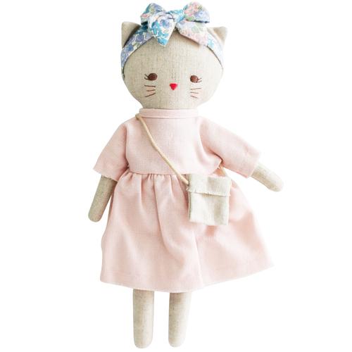 Mini Lilly Kitty Pink Linen Doll