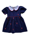 Piping Prints Navy Dress Red Lobsters
