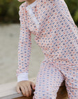 Pumpkin Stripe Halloween Two Piece Kids Henley Pajamas