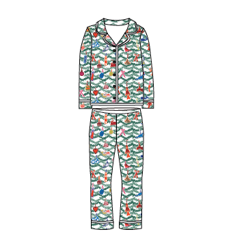 Oh Christmas Tree Women’s Button Front Long Pajama Set