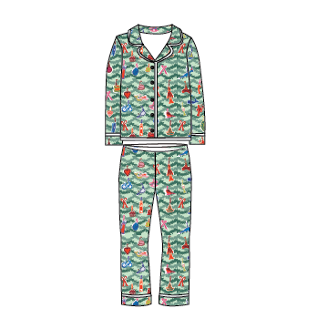 Oh Christmas Tree Women’s Button Front Long Pajama Set