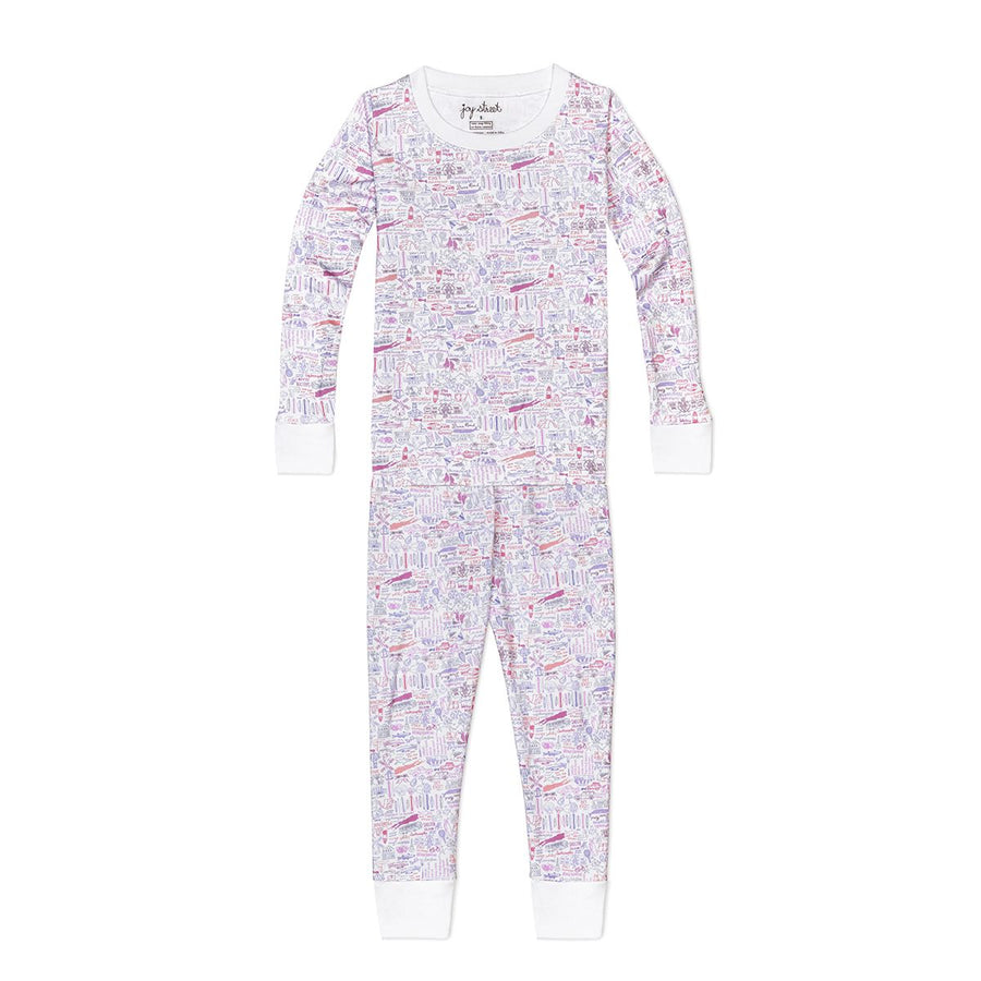 Joy Street Kids Hamptons print children's pajamas, pink