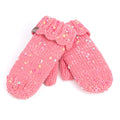 Girls Speckled Knit Mittens with Lace - Pink