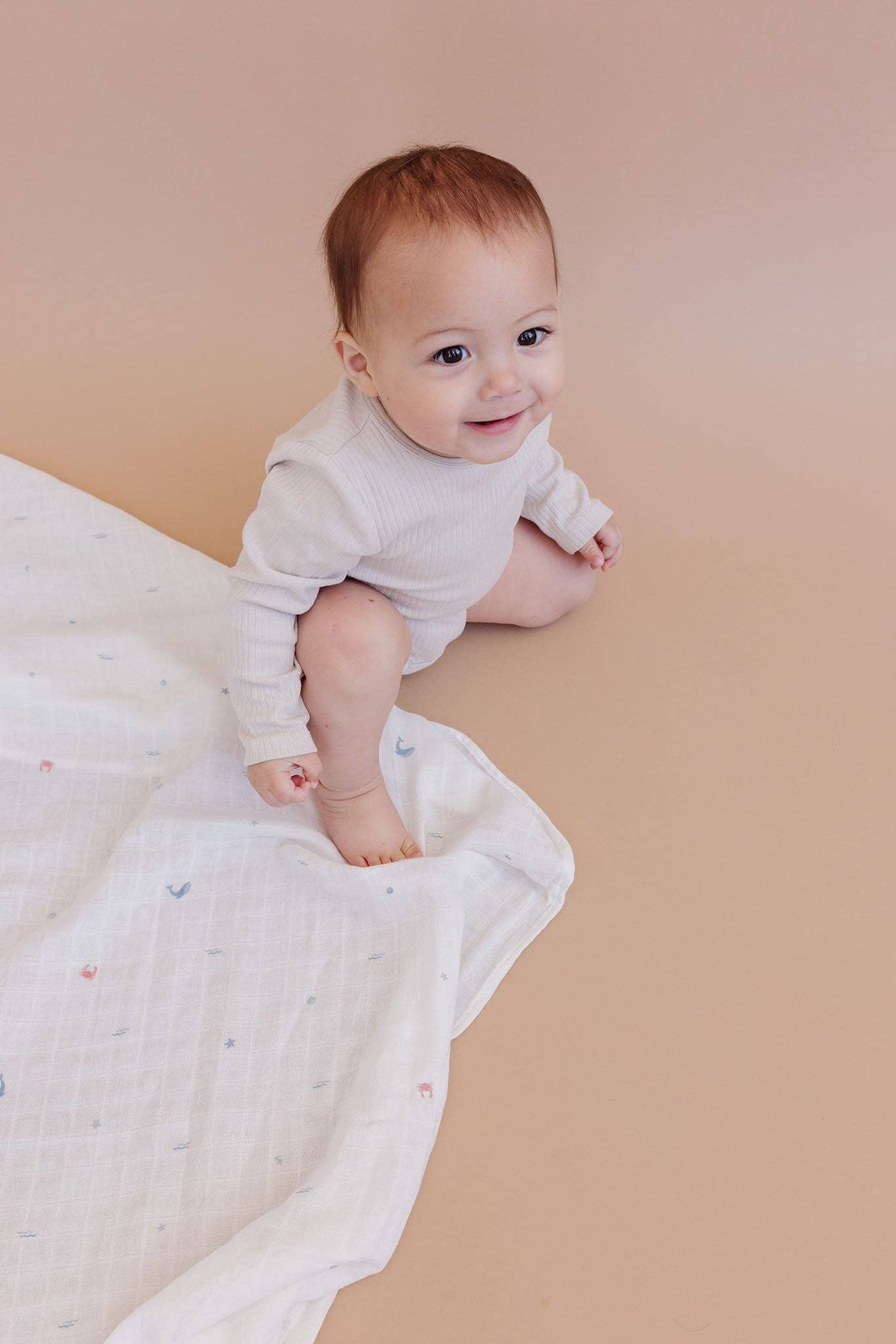 Muslin Swaddle Nautical Ocean Baby Organic Whale Crab Gift: Blue