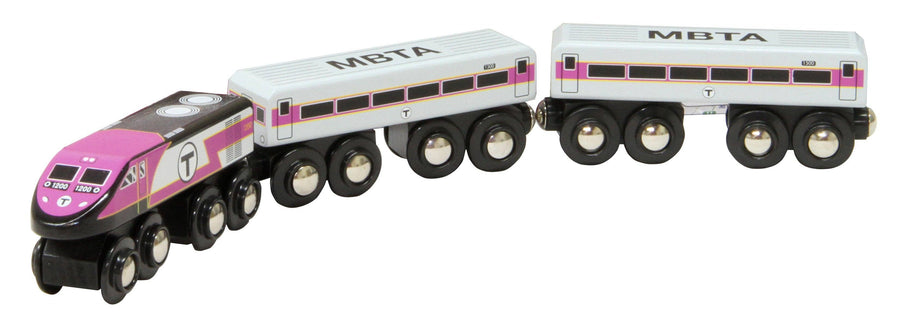 Boston MBTA Commuter Rail Wooden Toy Train
