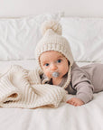 Natural Garter Stitch Knit Baby Bonnet