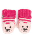 Pink Knit Stripe Cat Mittens