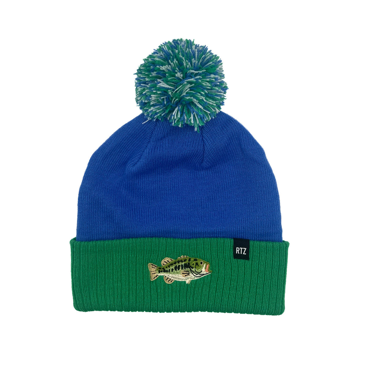 Bass Pom Pom Hat: Cobalt &amp; Spearmint / Medium (1Y-5Y)