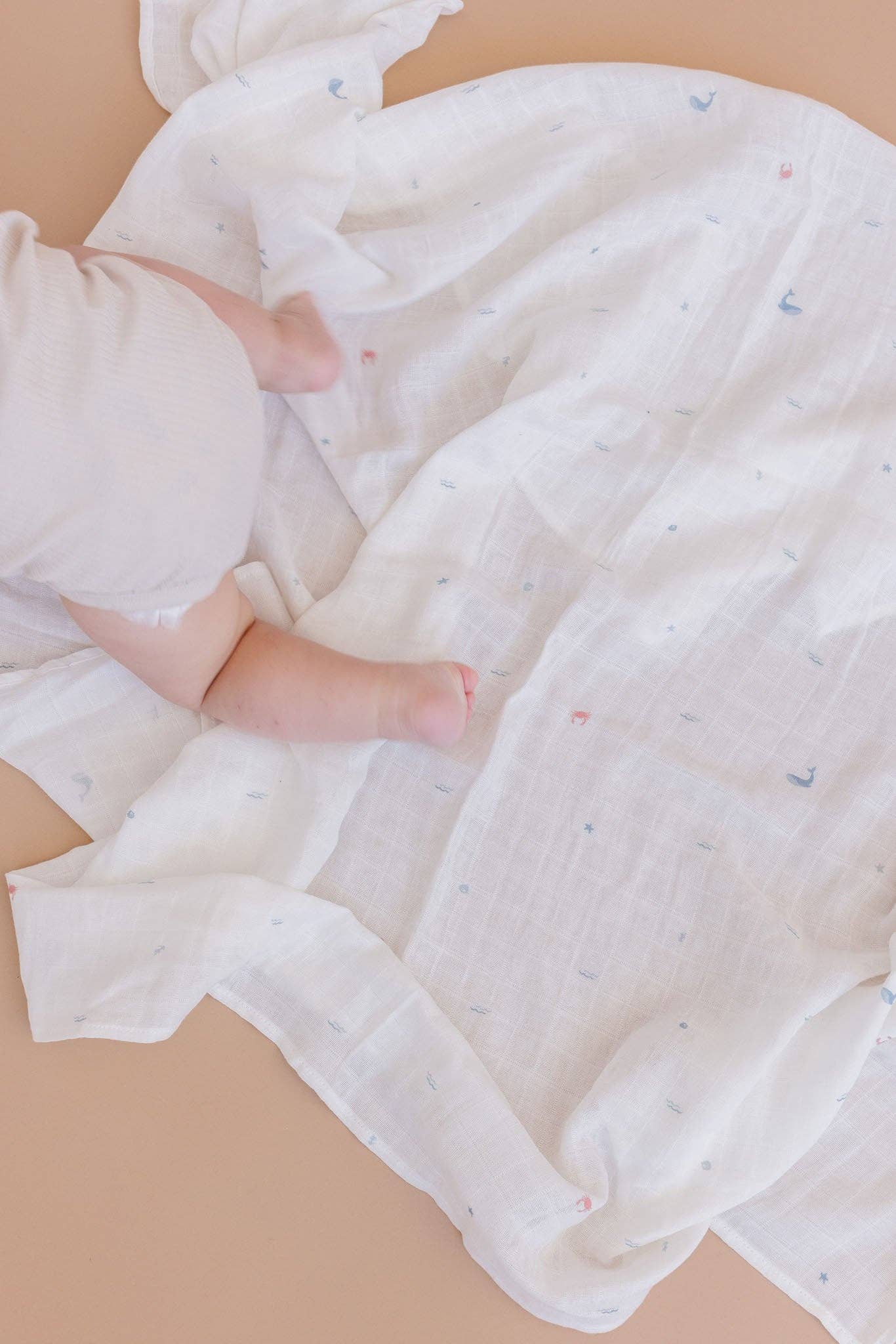 Muslin Swaddle Nautical Ocean Baby Organic Whale Crab Gift: Blue