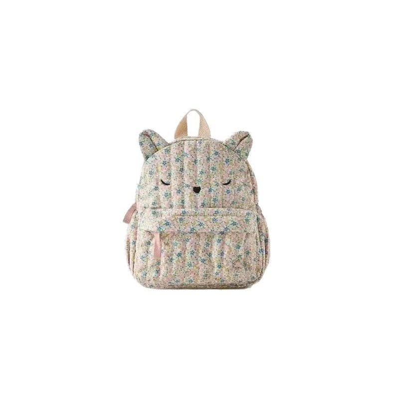 Floral Print Mini Backpack Cute Animal Design for Kids: Pink