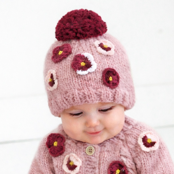 Pansy Rosy Beanie Hat for Baby &amp; Kids
