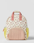Strawberry Print Backpack Lightweight Casual Canvas Bag: Pink