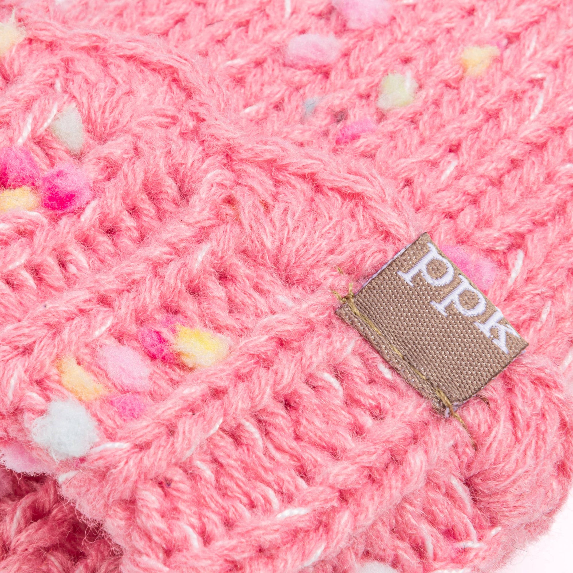 Girls Speckled Knit Mittens with Lace - Pink