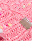Girls Speckled Knit Mittens with Lace - Pink