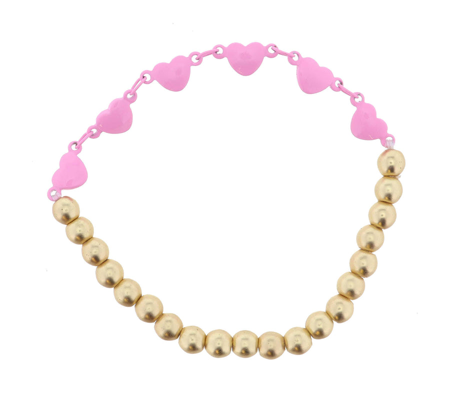 Kids Light Pink Metal Hearts Bracelet
