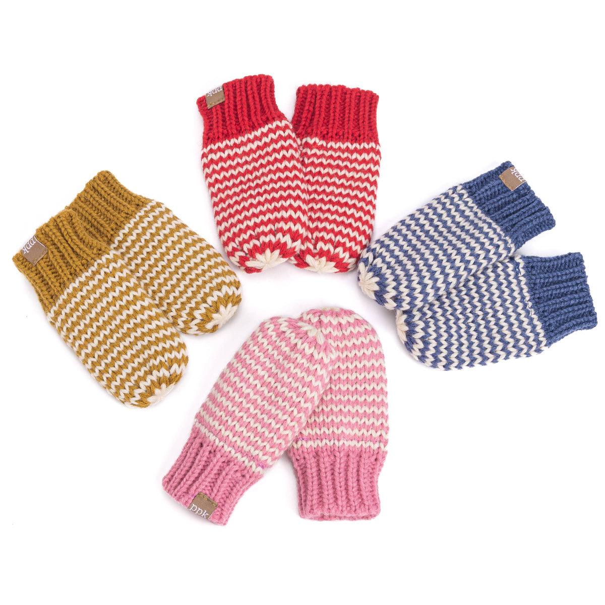 Baby/ Toddler Kids Thumbless Winter Mittens, Stripe Pattern