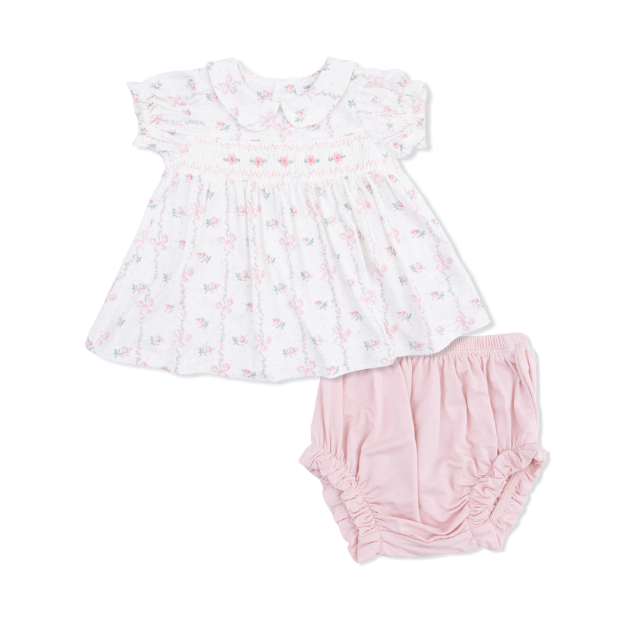 Angel Dear Dainty Buds and Bows - Smocked Dress Set
