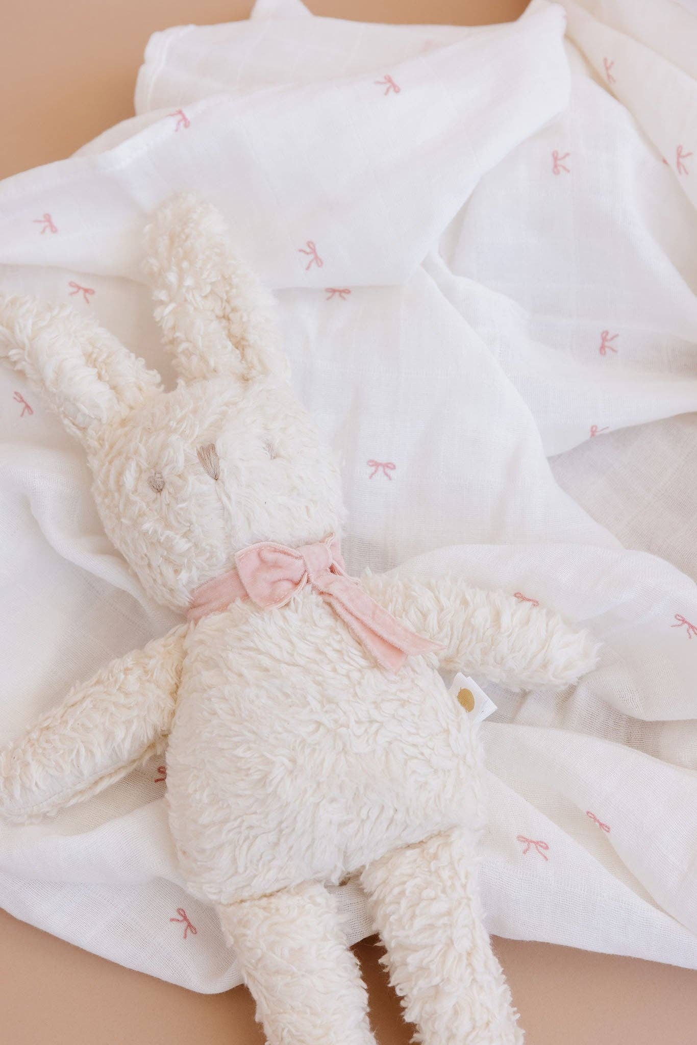 Muslin Swaddle Pink Bow Baby Shower Girl Organic Cotton Gift: Pink