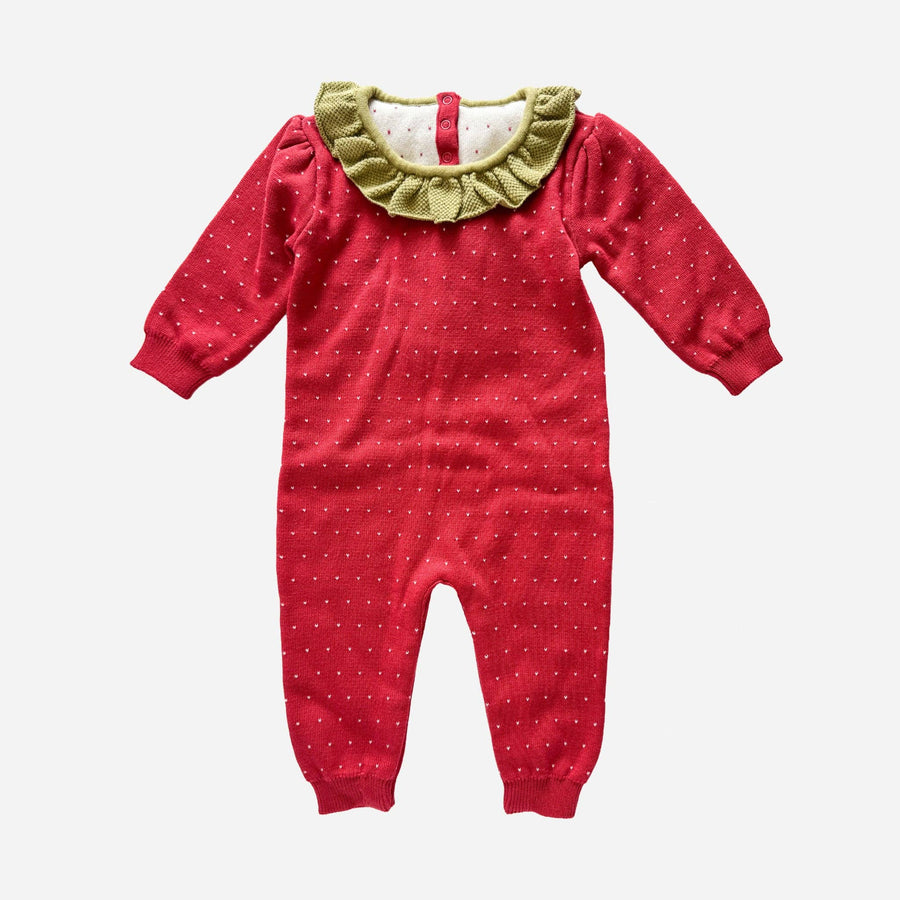 Sweater Knit Romper Strawberry