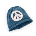 Handmade Knit Baby Beanie – Blue Peace Hat: 0-6 Months