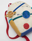Planet-Themed Children's Backpack Cute Adjustable Lightweight Bag: White
