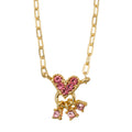 Kids 18K Gold Plated Necklace with Pink Heart Crystal