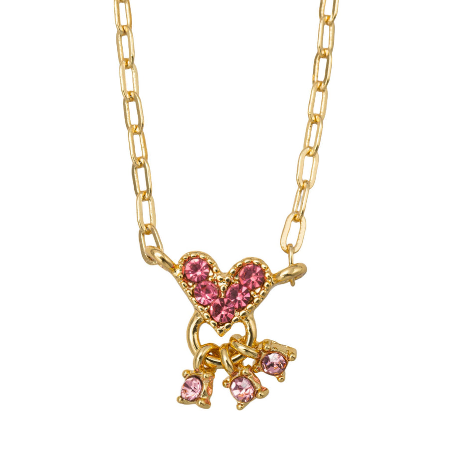 Kids 18K Gold Plated Necklace with Pink Heart Crystal