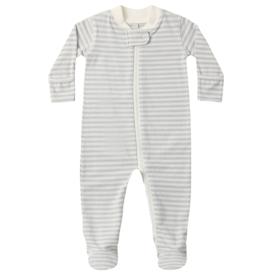 Quincy Mae Zip Long Sleeve Sleeper Footie in Cloud Stripe